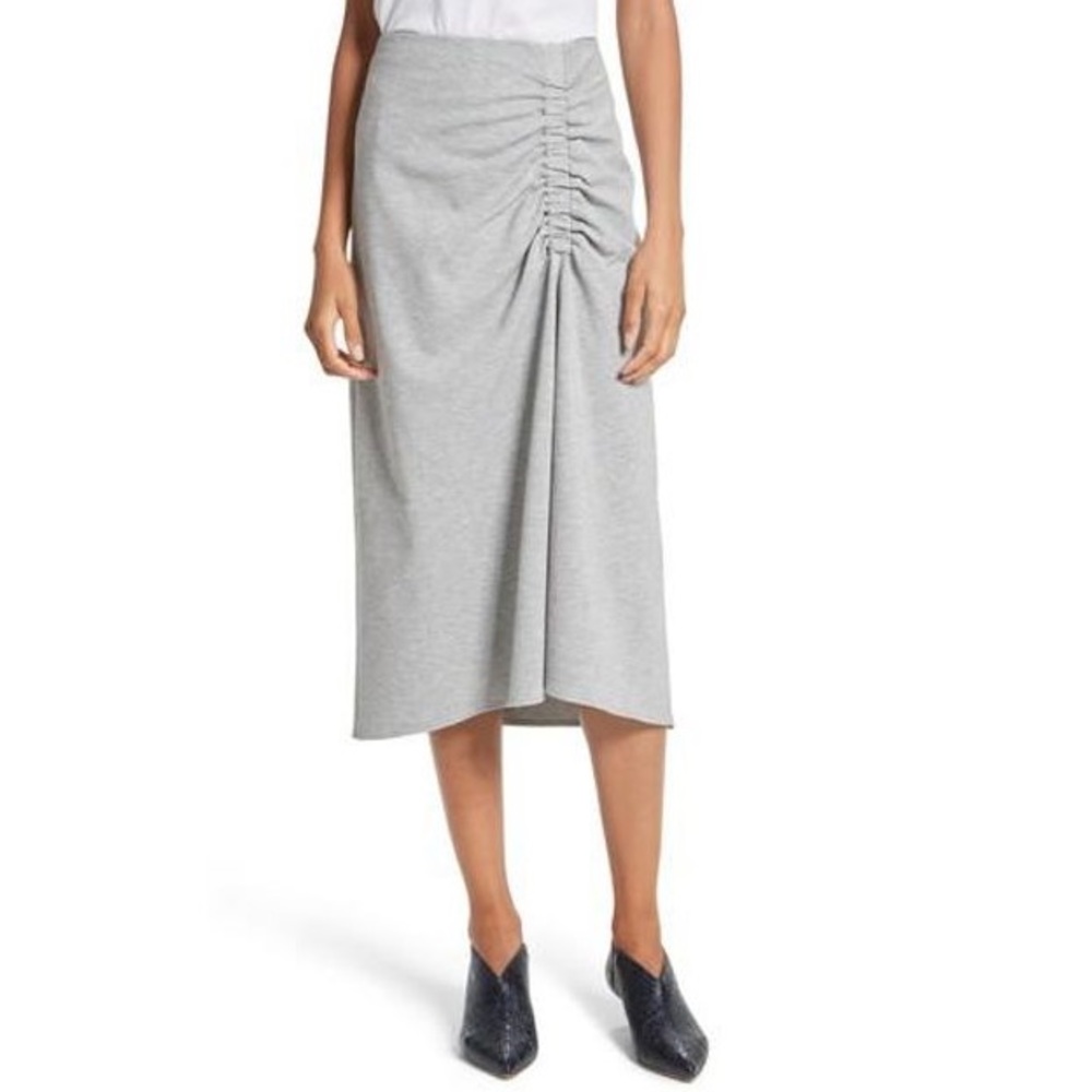 New Tibi Origami Grey Ruched Midi skirt 0 XS